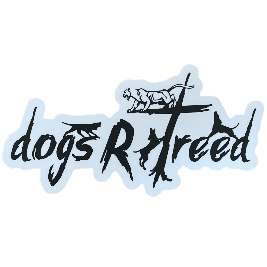 dogsRtreed Logo COUGAR DECAL - Black With White Outline - 2 Size Choices