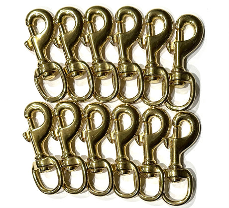 Image shows 12 Brass Swivel Bolt snaps with thumb toggle