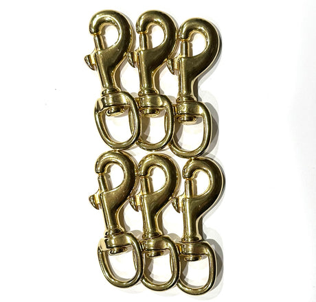 Image shows 6 Brass Swivel Bolt Snaps