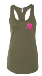 dogsRtreed Ladies TANK TOP - RACER BACK - MILITARY GREEN