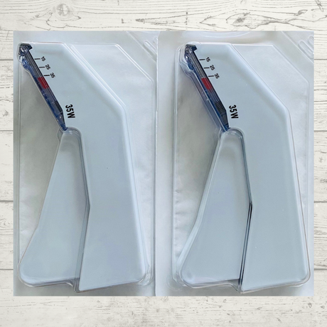 A sterile, single use skin stapler with a quantity of 35 staples, packaged in a clear plastic blister box. Quantity 2